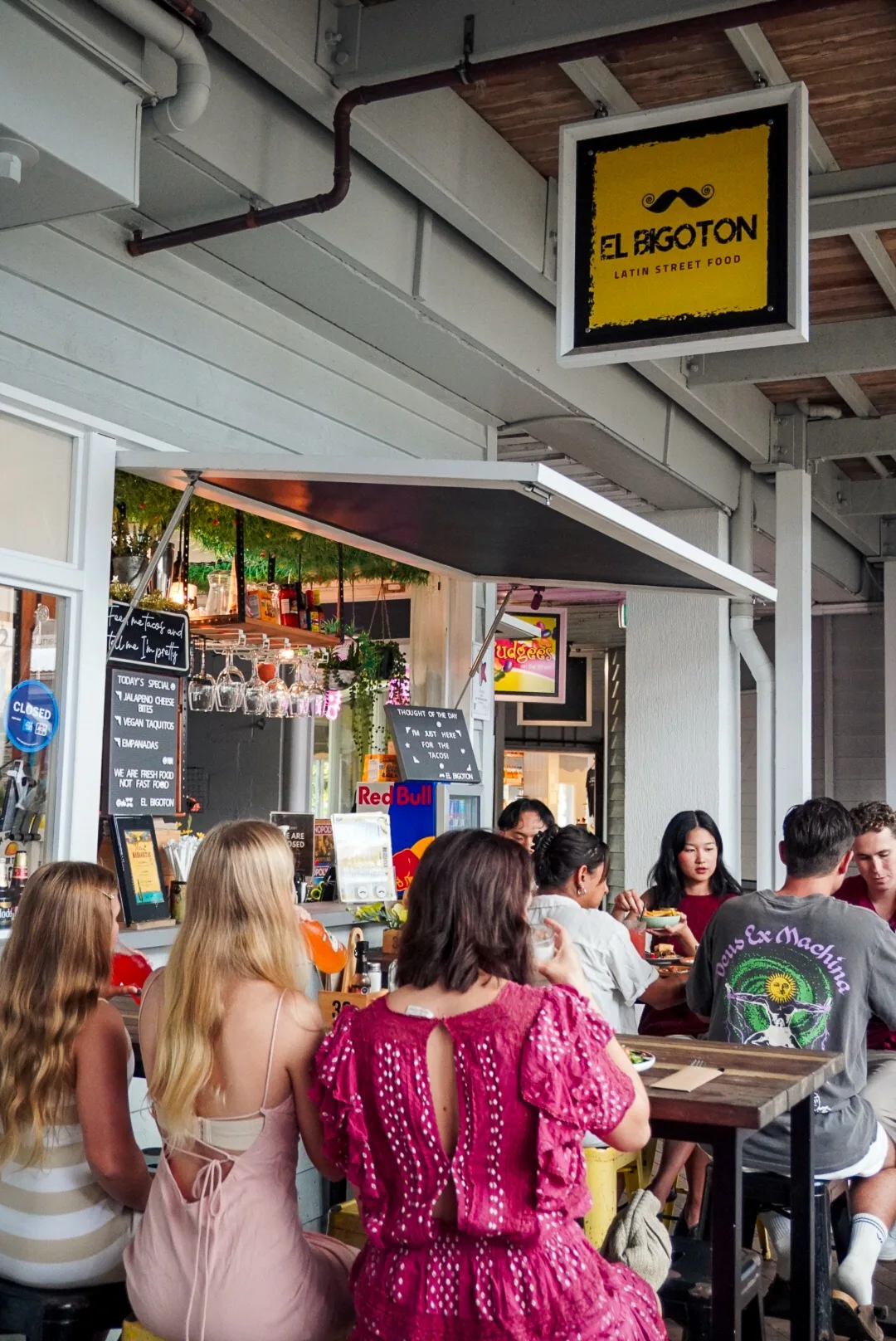 A lively afternoon with guests dining at El Bigoton at The Wharf Mooloolaba